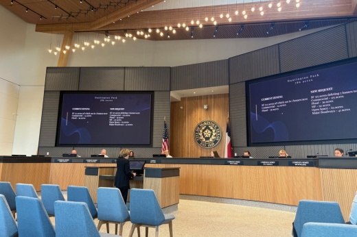 Image of Lucy Billingsley speaking to the McKinney Planning and Zoning Commission during an April 8 meeting