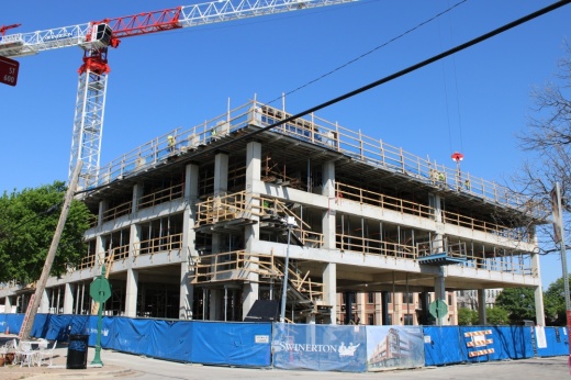 A view of the downtown parking garage from S. Main Street and Sixth Street on April 8, 2025.