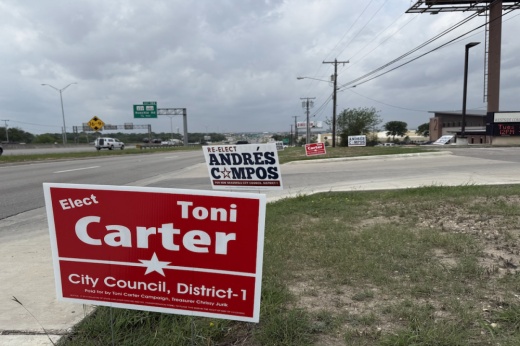 Carter leads the total votes in the New Braunfels election for the City Council member position in District 1 according to unofficial results from Comal County. (Maddy Morales/Community Impact)