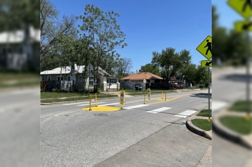 A new crosswalk installed at Lynn Street and East Cesar Chavez was the result of community advocacy for improved multimodal transit options. (Courtesy Ryan Saunders)