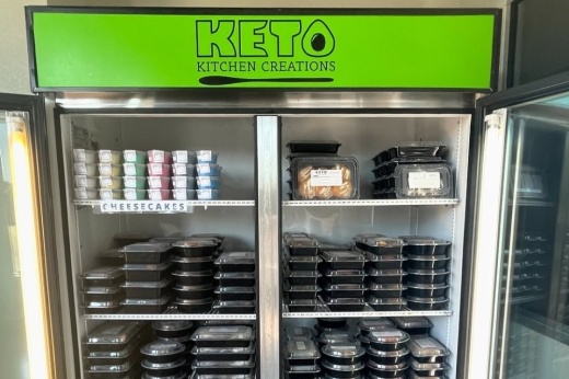 A refridgerator stocked with low-carb meals