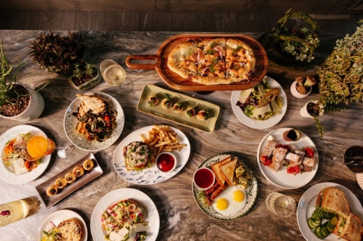 A photo of brunch items on a table.