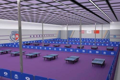 Houston International Table Tennis Academy will relocate to a 28,000-square-foot space that will feature more than 40 training tables and space to host national and international tournaments. (Rendering courtesy Houston International Table Tennis Academy)