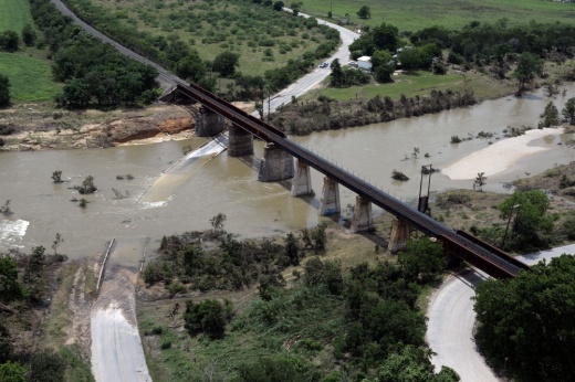 The Blanco River low-water crossing was among the areas inundated by the 2015 Memorial Day flood. (Jamie Moore/Community Impact)