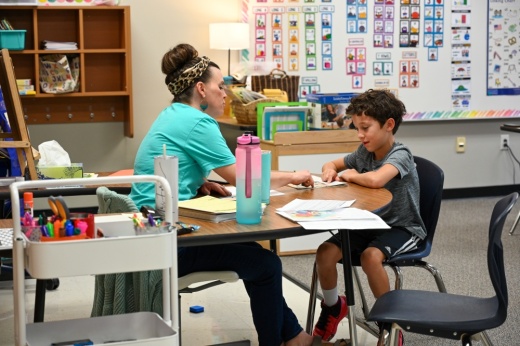 Leander ISD teacher and student