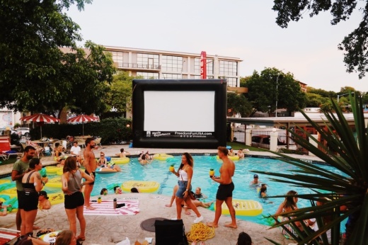 The Austin Motel will host Float Films: Soundwaves on select Fridays this summer. (Photo by Alison Marlborough, courtesy of Austin Motel)
