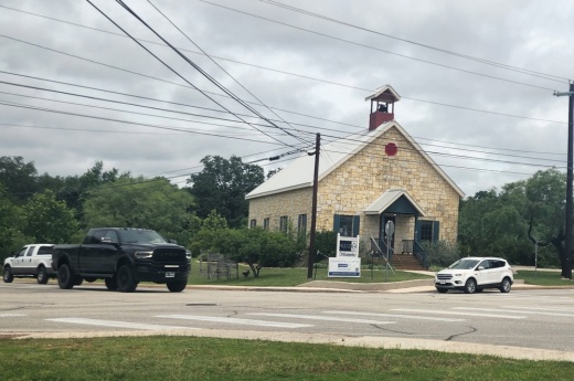 The intersection of Johns Road and School Street have utility relocations beginning in July. (Jarrett Whitener/Community Impact)