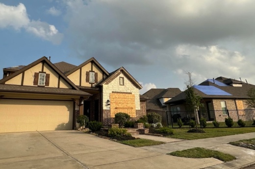 A photo of single-family homes impacted by Houston storms that swept through the region May 16, 2024.
