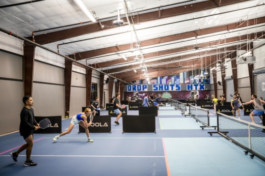 Drop Shots HTX offers six indoor, air-conditioned, professional-grade pickleball courts. (Courtesy Abante Photography)