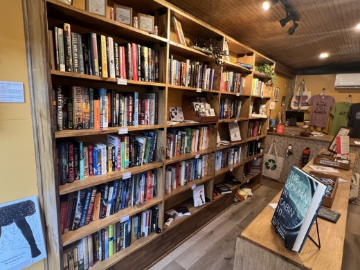 Interior of a trailer full of books