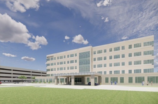 Memorial Hermann The Woodlands Medical Center plans to open its Medical Plaza 5 building in July. The first tenants will include the hospital's The Institute of Rehabilitation and Research outpatient program, hospital officials said. (Rendering courtesy Memorial Hermann The Woodlands Medical Center)