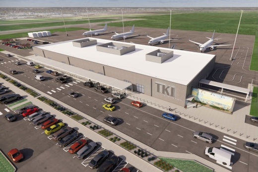The McKinney National Airport Eastside Infrastructure project will add a 46,600-square-foot passenger terminal on the east side of the airport. (Rendering courtesy city of McKinney)