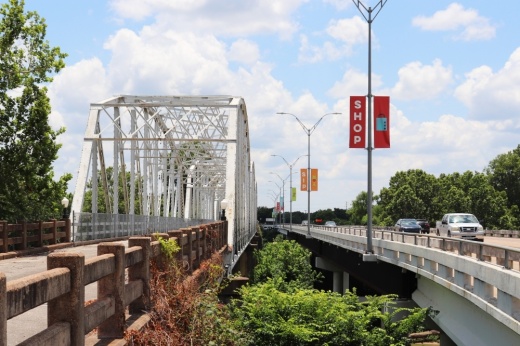The downtown bridge can be seen along Bastrop's Loop 150. (Community Impact staff)