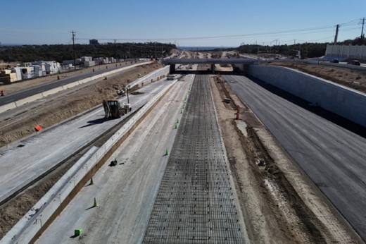 At Convict Hill Road, similar to Scenic Brook Drive (pictured) and other intersections along the corridor, a new intersection is being built where Hwy. 290 will be lowered below ground level, allowing Convict Hill to remain at the existing elevation. (Courtesy Texas Department of Transportation)