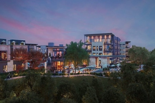 The Pearl Townhomes will feature 55 residential units, while The Pearl’s apartment community will feature 322 units. (Courtesy The Morgan Group)