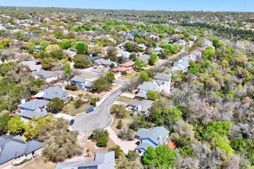 drone shot of residential neighborhood