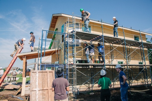 Austin Habitat for Humanity volunteers help build homes for the home-building program. (Courtesy Austin Habitat for Humanity)