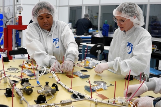 Engineers assemble components for the Blue Ghost 1 lunar lander at Firefly's facility in Cedar Park. (Courtesy Firefly Aerospace)