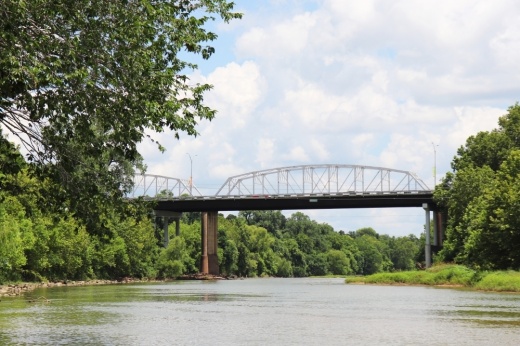 Bastrop's downtown bridge is one of the earliest uses of the Parker steel-truss designs surviving in Texas. (Community Impact staff)