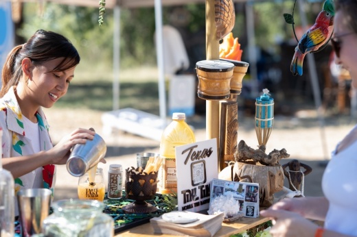 woman serving beverage