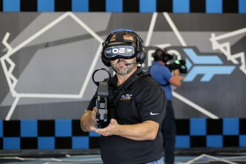 An image of someone experiencing the Zero Latency VR.