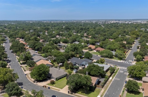 drone shot of neighborhood