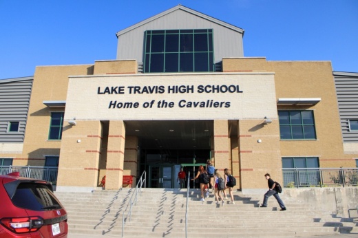 An image of the outside of Lake Travis High School.