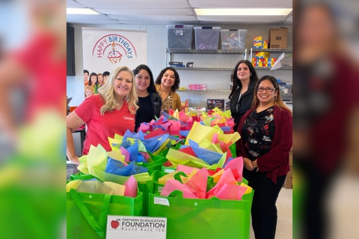 Volunteers can come to the resource boutique to help staff pack birthday surprises for unhoused students in the district. (Courtesy Round Rock ISD Partners in Education Foundation)