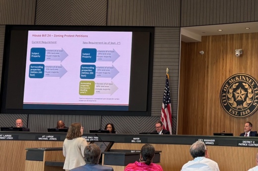 City Planning Manager Hayley Williams speaks about House Bill 24 during a joint meeting between McKinney City Council and the city's Planning and Zoning Commission held Aug. 19.