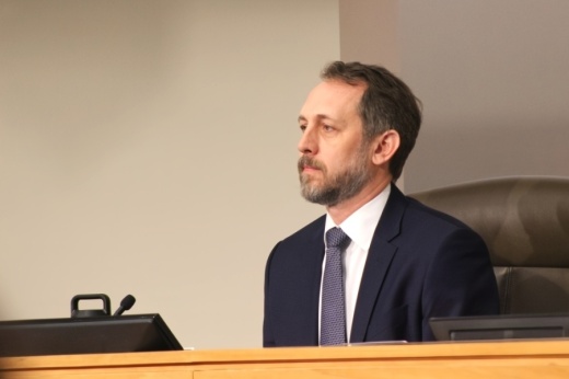 Travis County Commissioners Court meets at the county courthouse in downtown Austin as officials weigh a $2.2 billion budget proposal for FY 2025-26. (Haley McLeod/Community Impact)