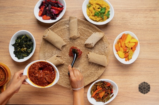 A plate of Ethiopian food.