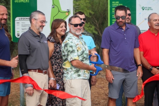 New Braunfels officials celebrated the completion of Alligator Creek Trail with a ribbon cutting on Aug. 22. (Amira Van Leeuwen/Community Impact)