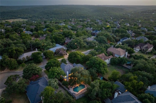 drone shot of neighborhood