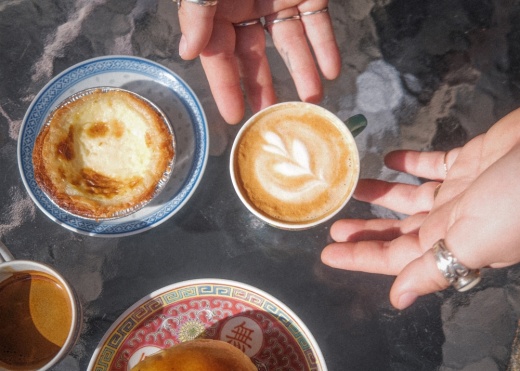 An image of some of the coffee and pastries offered.