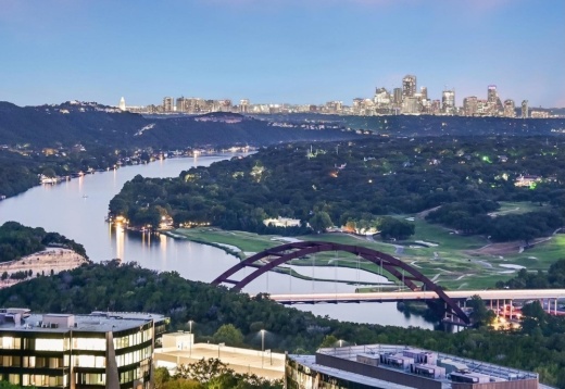 shot from the air of loop 360 bridge