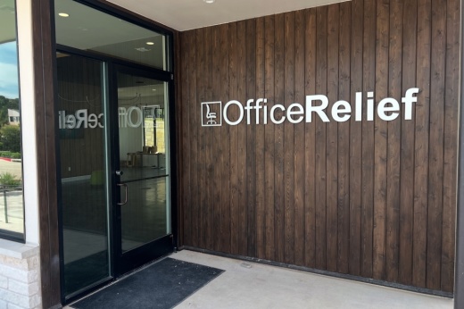 sign photo reading "office relief"