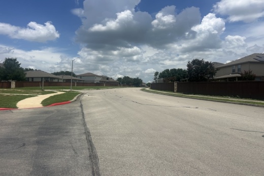 The street of Silver Wing is seen on a partly cloudy day in Cibolo, Texas.