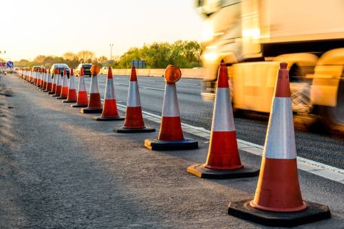 line of traffic cones