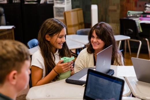 woman talking to child