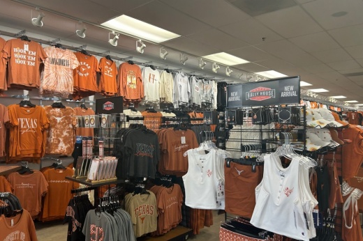 Merchandise from NCAA teams like the Texas Longhorns is available for purchase at Rally House. (Courtesy Round Rock Premium Outlets)