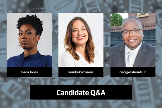 Three candidates are on the ballot this November for Position 7, currently held by trustee Lucas Scanlon, who is not seeking re-election. (Ronald Winters/Community Impact)