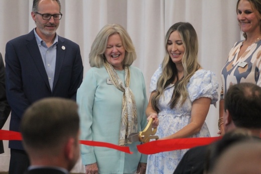 Comal ISD officials cut the ribbon on a new school—Mayfair Elementary—on Sept. 23. (Amira Van Leeuwen/Community Impact)