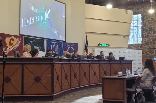 The dais at KISD's education center on Sept. 24 2025