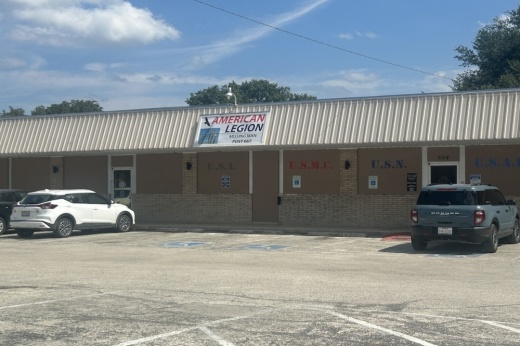 The exterior of an American Legion post location is shown in Universal City, Texas.