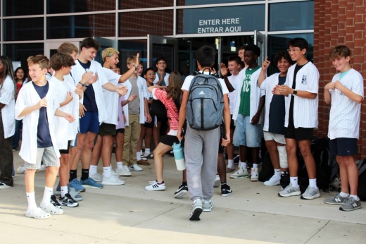 Students walking into school