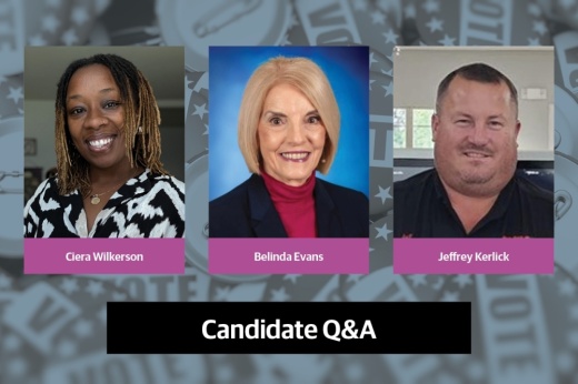 Ciera Wilkerson, Belinda Evans and Jeffrey Kerlick will be on the ballot Nov. 4 for SCUCISD voters. (Photos courtesy Ciera Wilkerson, SCUCISD, Jeffrey Kerlick/Community Impact)