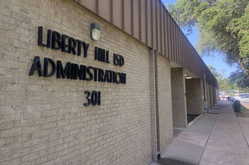 The entrance to the Liberty Hill ISD admin building