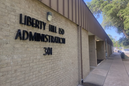 The entrance to the Liberty Hill ISD admin building