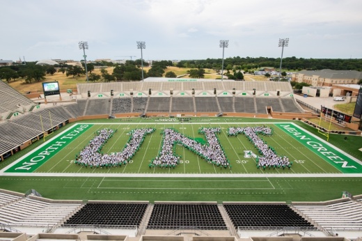 UNT group photo aerial view