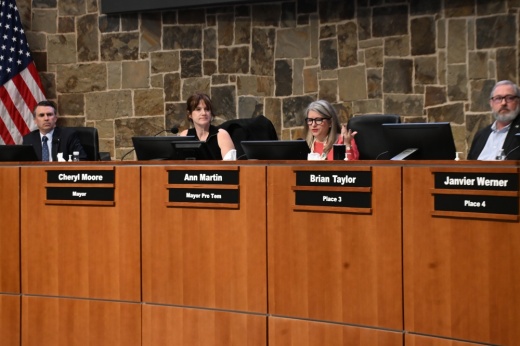 Council members discuss the Lakeside East proposal at the Oct. 6 meeting.